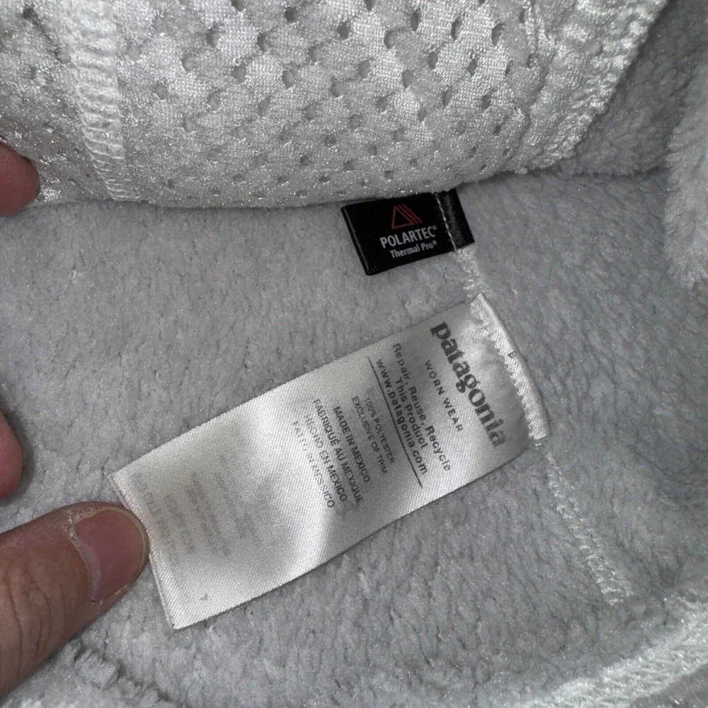 PATAGONIA Women's Re-Tool 1/4 Snap-T Pullover Fleece Off White Grey Size Small - Picture 5 of 6